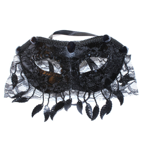 Black Lace Tassel Mask